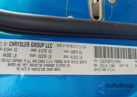 2015 Dodge Dart Sxt from USA, damaged, VIN 1C3CDFBB7FD173944